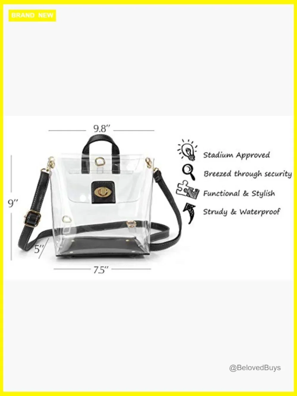 Clear Convertible Backpack Crossbody Stadium Approved PVC Vegan Leather